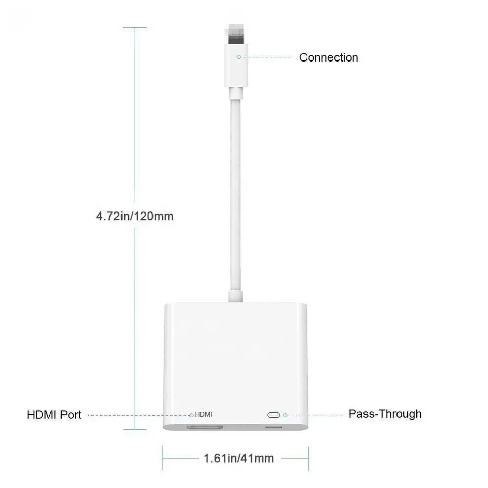 8pin to HDMI AV Video Adapter for Apple Lightning to Digital AV Adapter Converter with Lighting Charging Port for HD TV Monitor