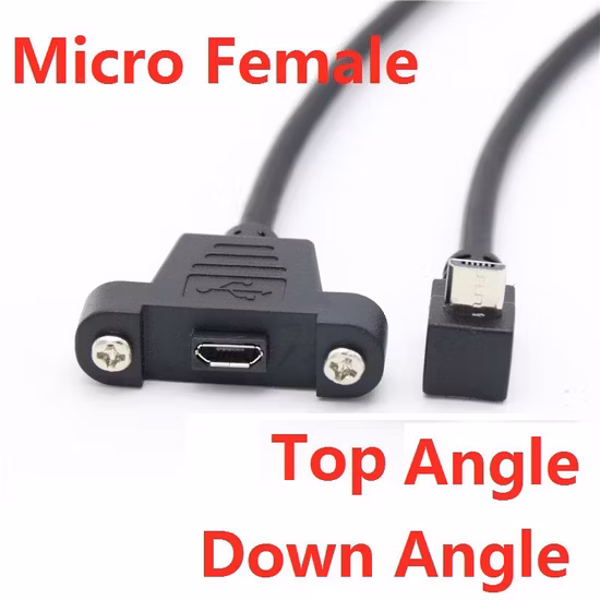 Industrial Cable USB2.0 B Female with Bracket to Mini USB2.0 Male Cable USB2.0 Bf 360 Copper Foil Wrap Soldering Shield