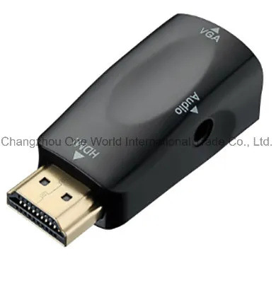HDMI to VGA Converter Adapter with 3.5mm Audio Port Gold