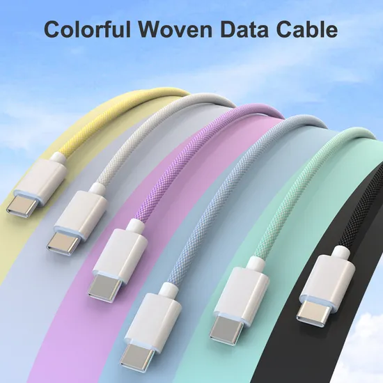 Nylon 60W Type C Fast Charger Cord 3A USB C to USB C Fast Charging Cable for iPhone 15 Plus PRO Max iPad PRO Air Mini 